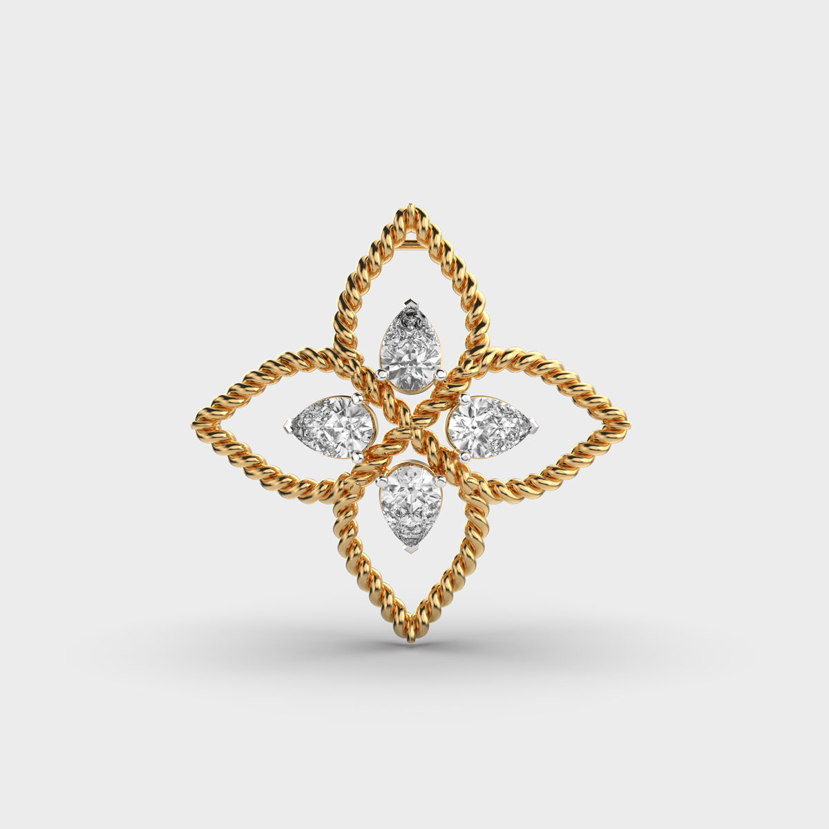 Four Petals Diamond Pendant (Without Chain)