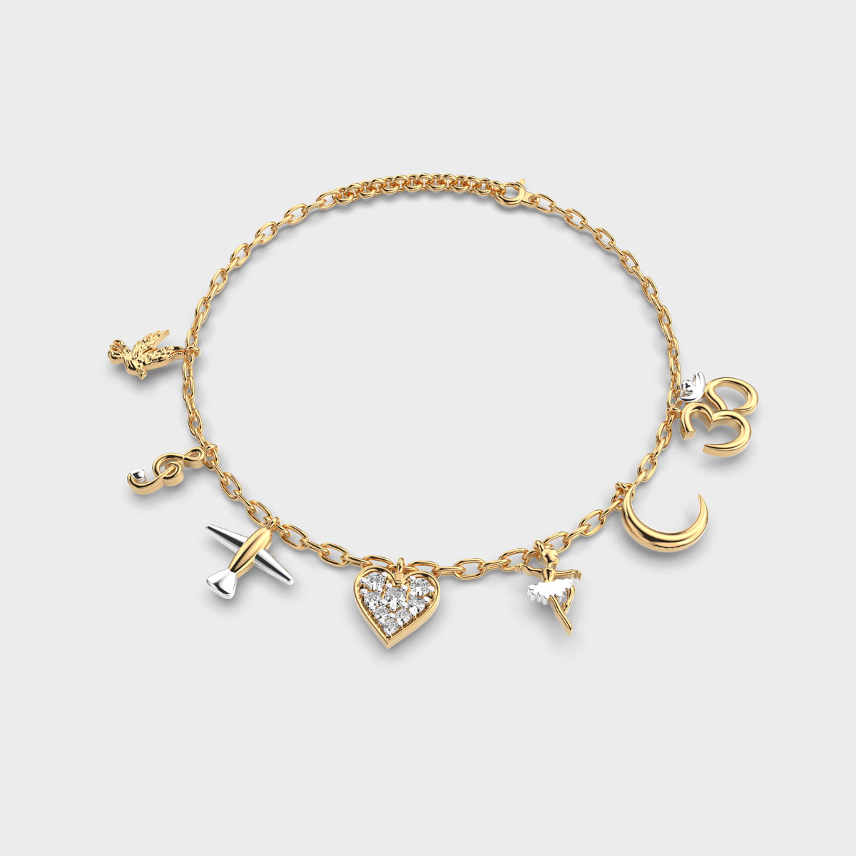 Personalised Mixed Diamond Charm Bracelet