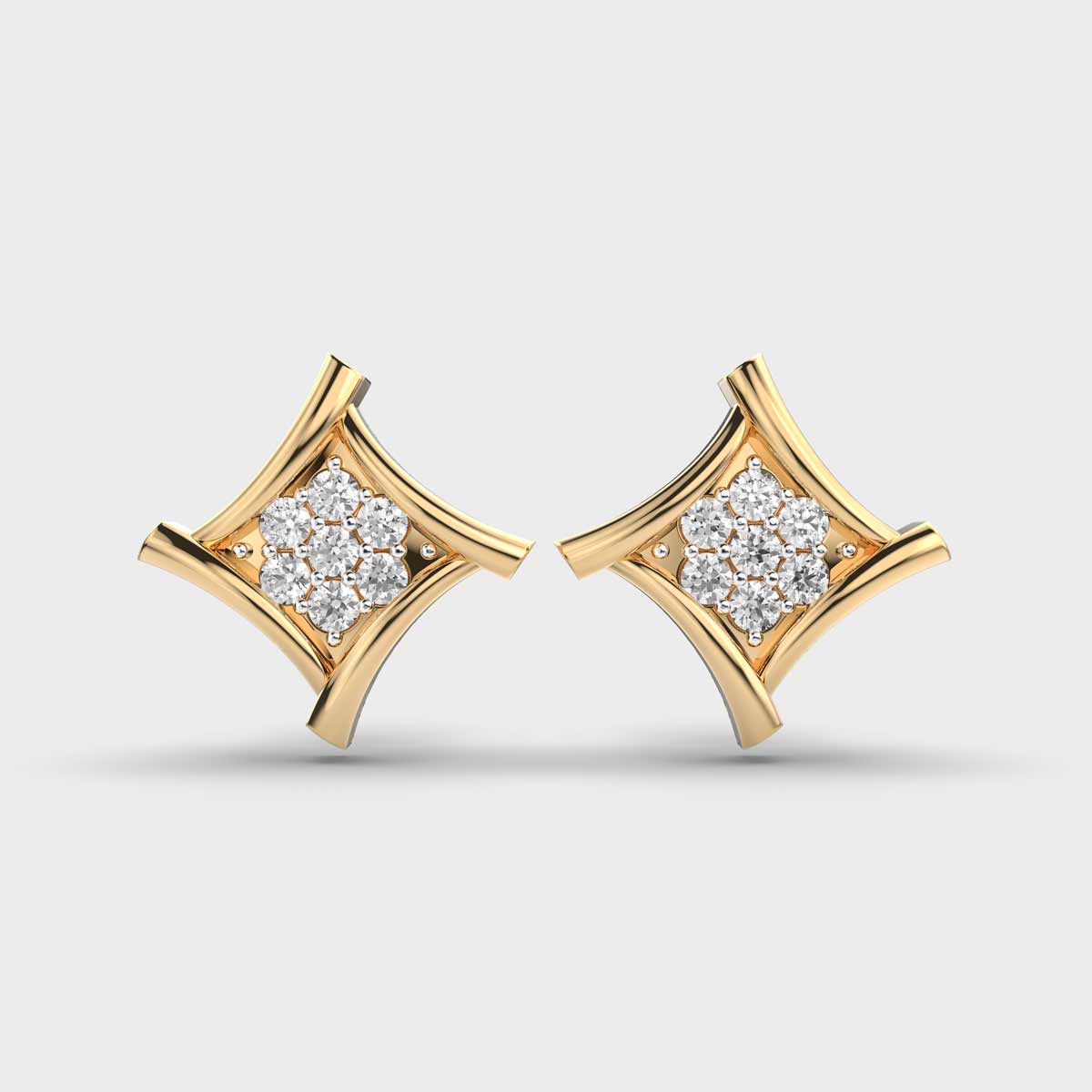 Dazzling Quads Clustered Diamond Stud Earrings