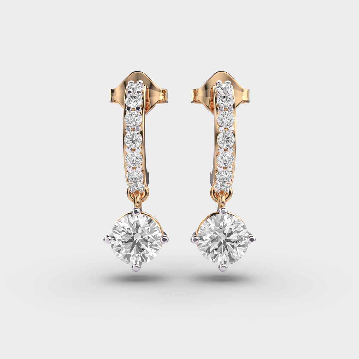 Hanging Solitaire Diamond Earrings