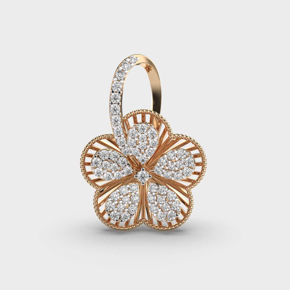 Intricate Flora Diamond Encrusted Pendant (Without Chain)