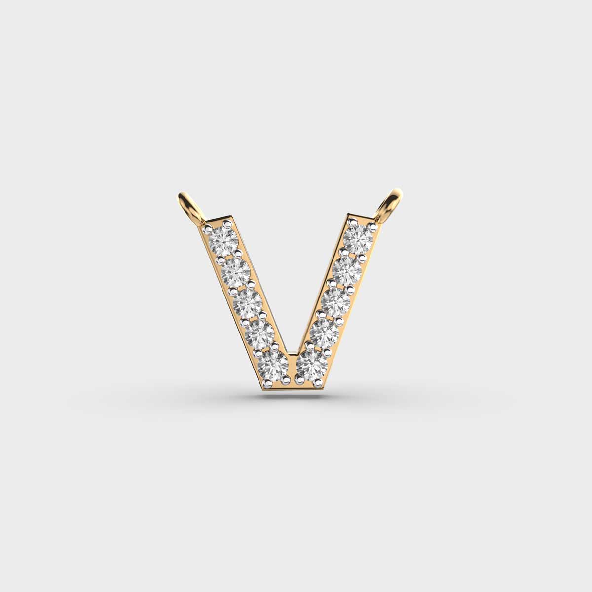 Victorious Initial 'V' Diamond Pendant (Without Chain)