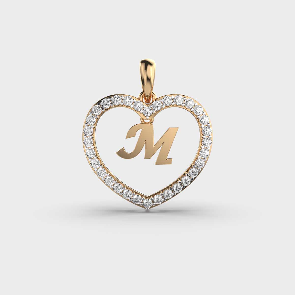 Memorable Heart 'M' Diamond Pendant (Without Chain)
