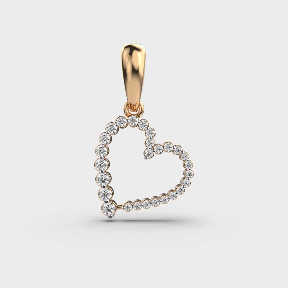Lovers Heart Diamond Encrusted Pendant (Without Chain)