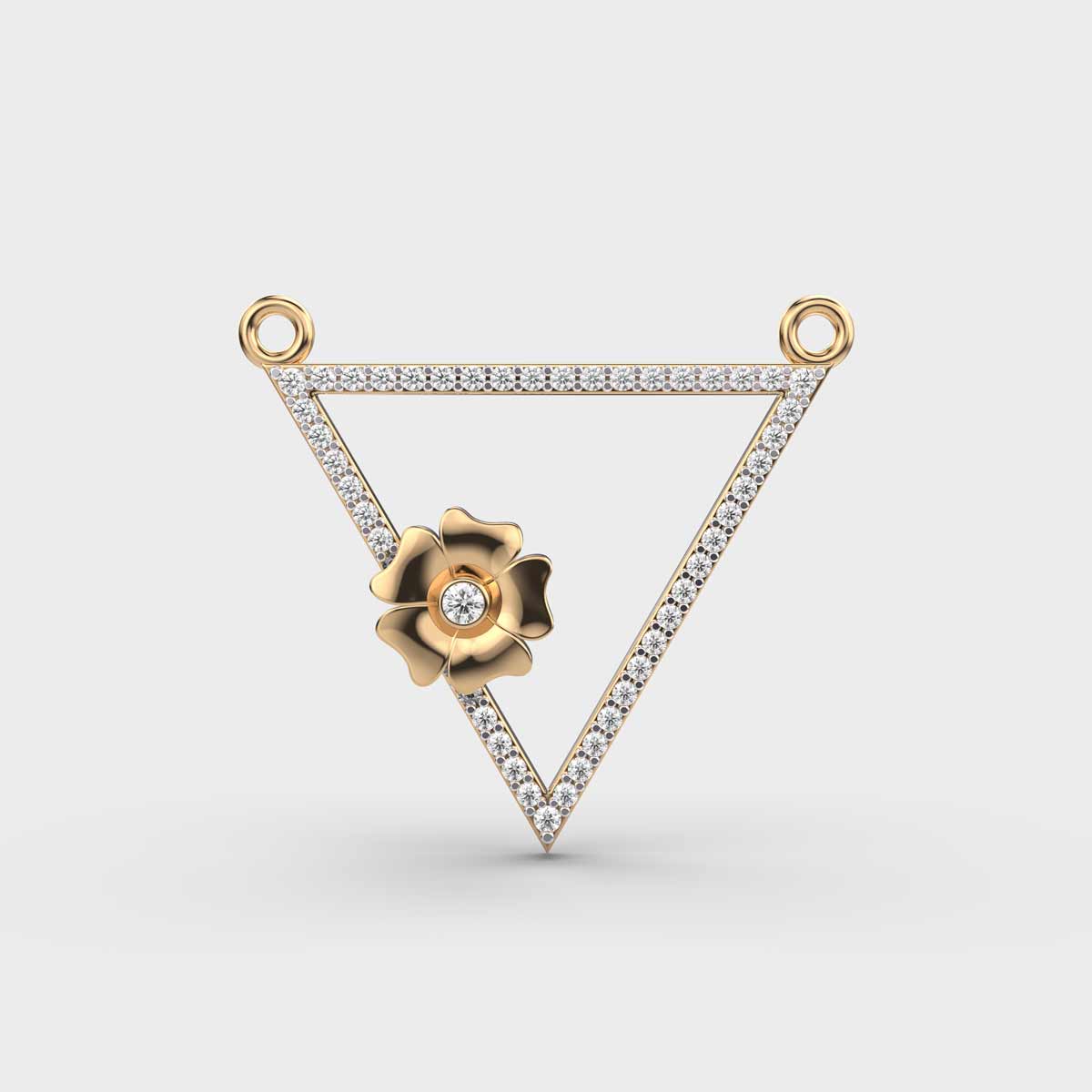 Floral Triangle Diamond Pendant (Without Chain)
