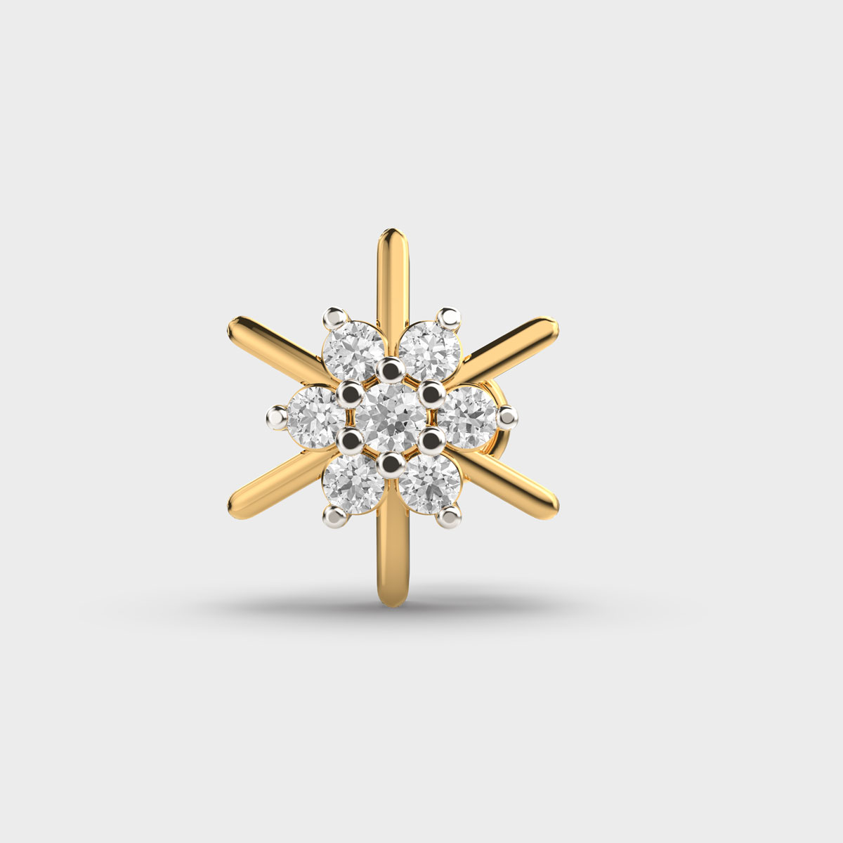 Blazing Round Sunburst Diamond Nosepin