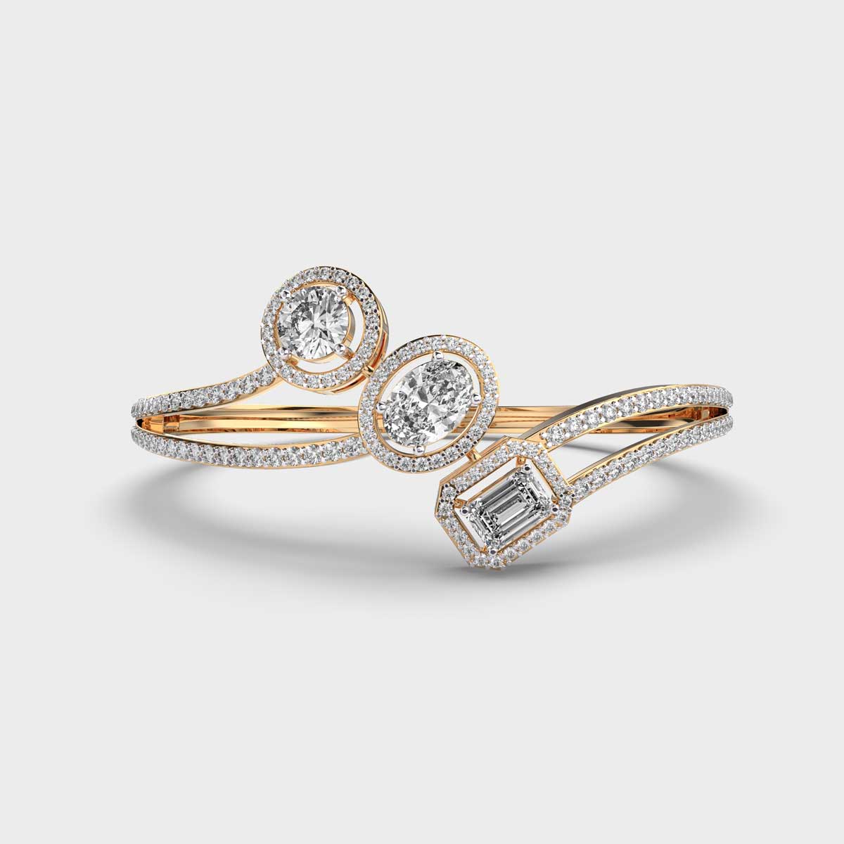 Three Pretty Curve Diamond Bracelet