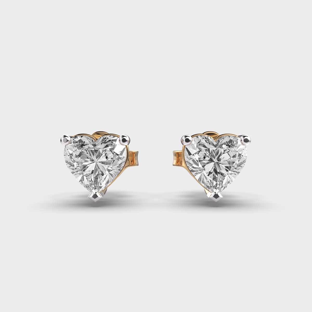 1 Carat Heart Solitaire Studs