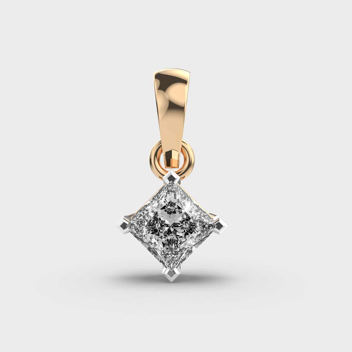 Dainty Dancing Princess Cut Solitaire Pendant (Without Chain)