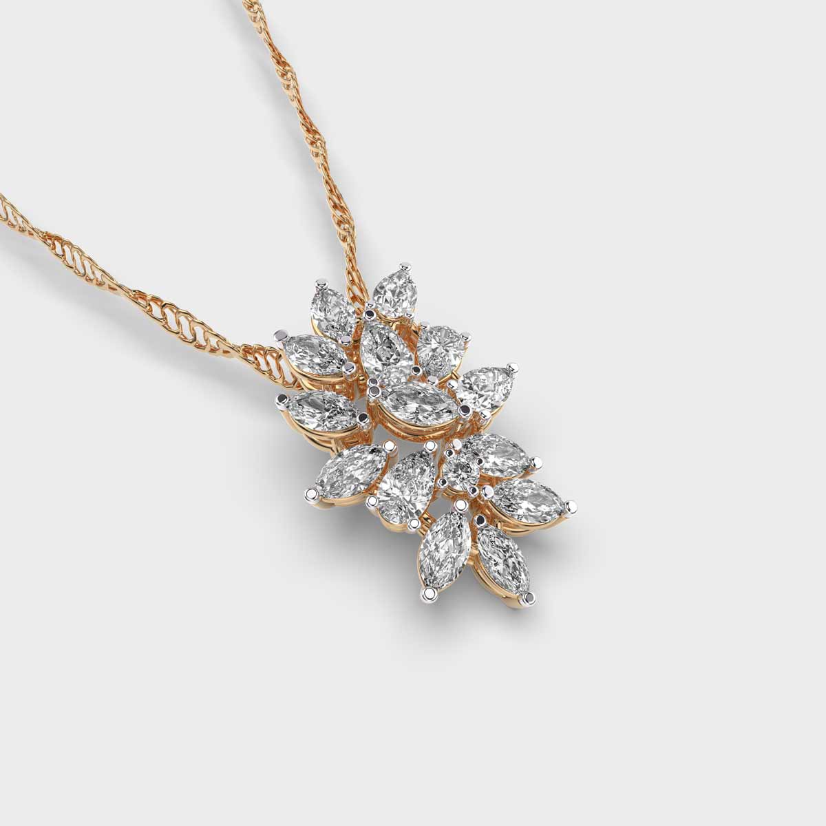 Elegant Pear and Marquise Cluster Pendant (Without Chain)