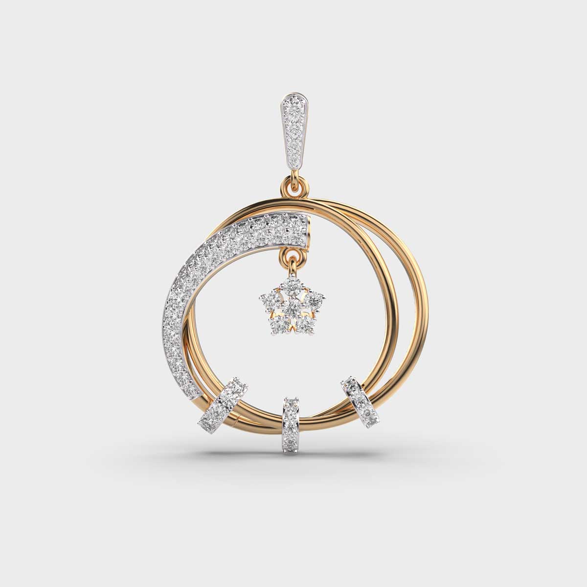Small Star In Circle Diamond Pendant (Without Chain)