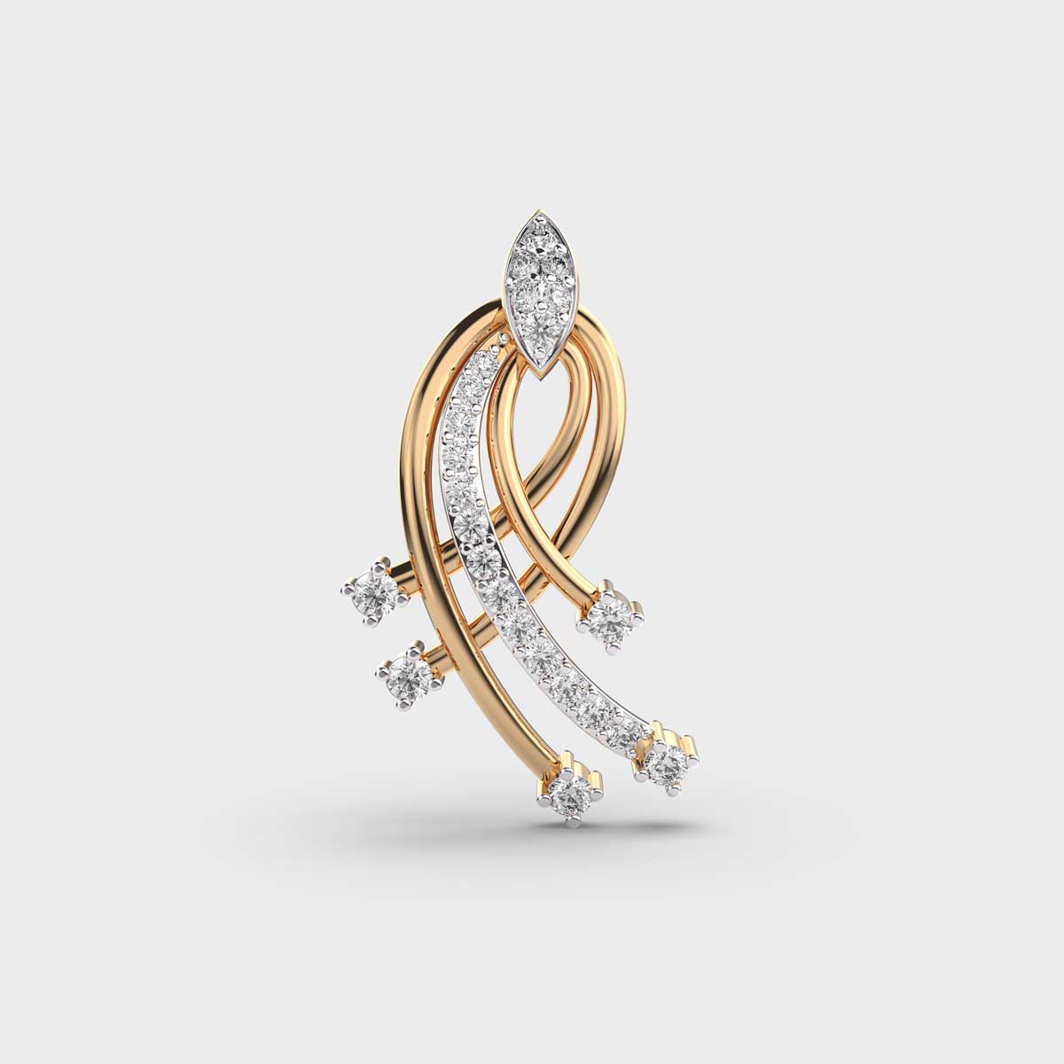 Moon Curl Swirl Diamond Pendant (Without Chain)