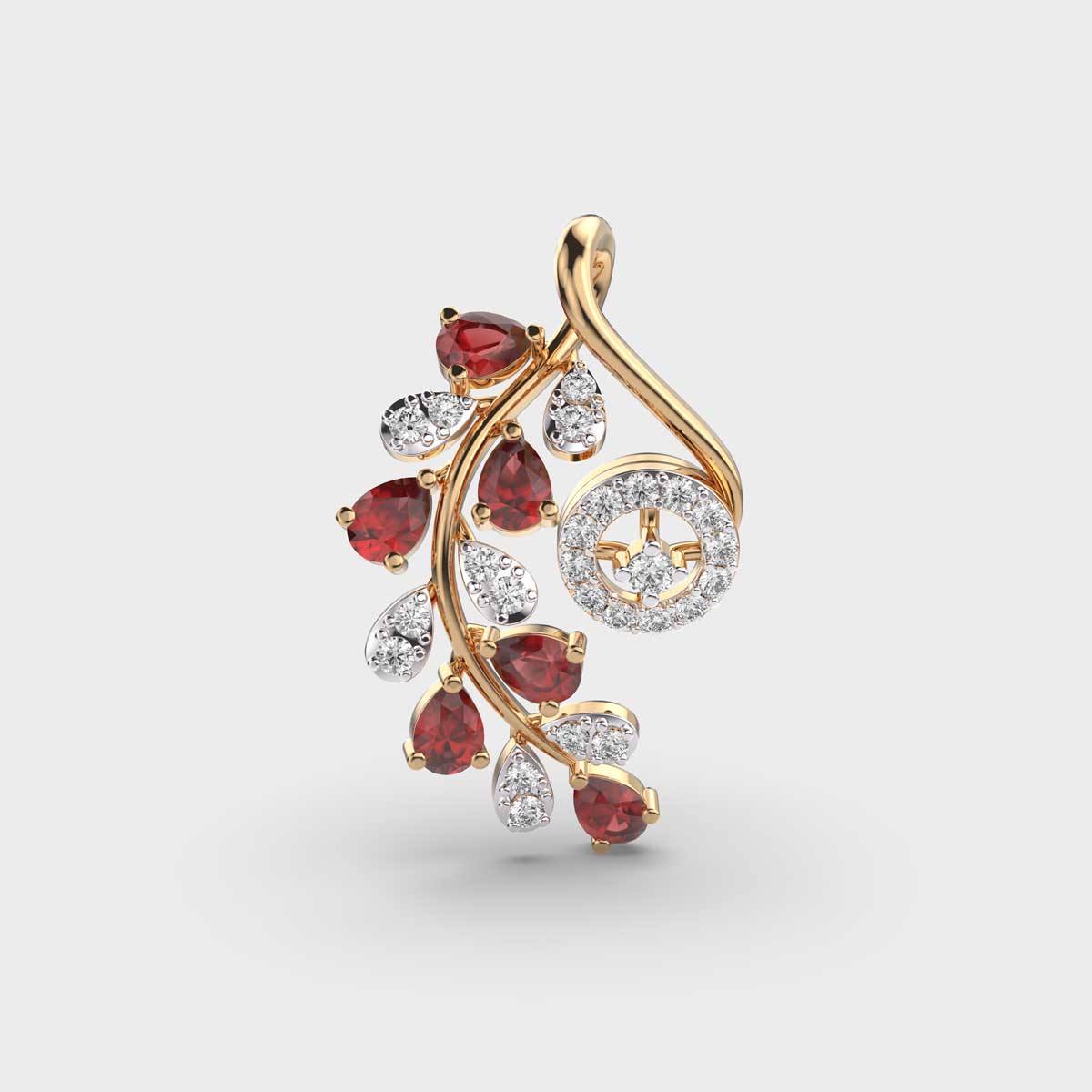 Red Stone Greta Diamond Pendant (Without Chain)