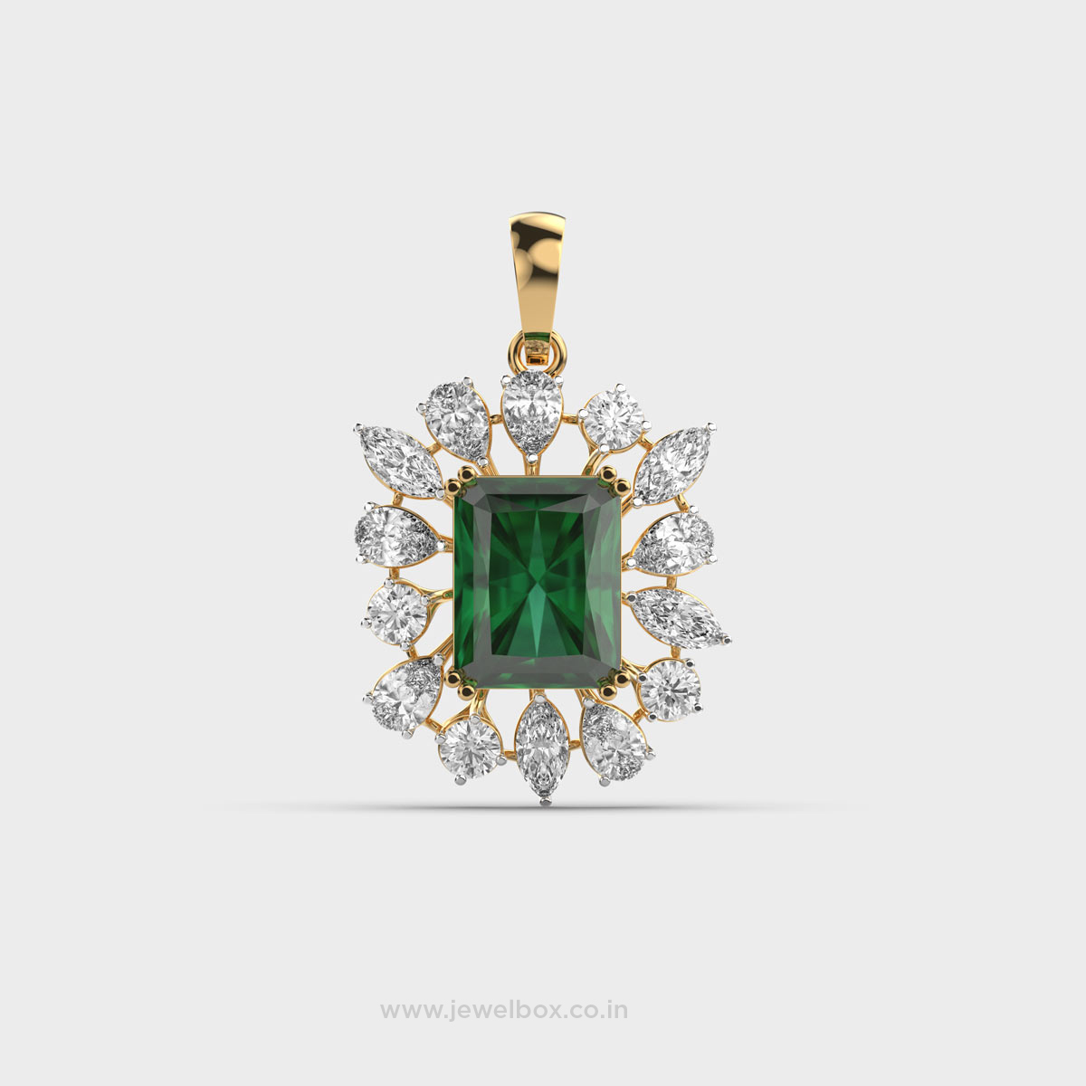 Contessa Green Stone Diamond Pendant (Without Chain)