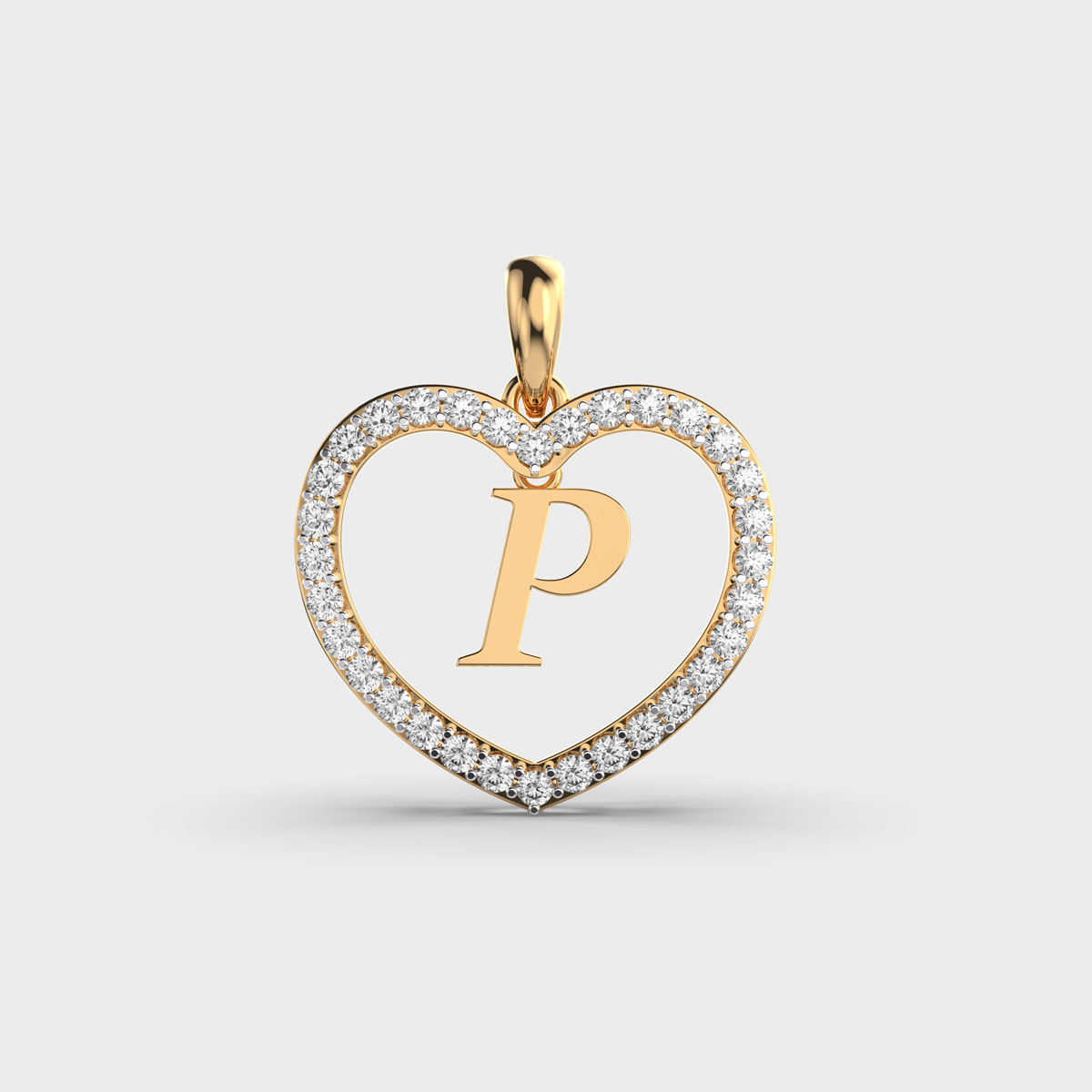 P in Heart Diamond Pendant (Without Chain)