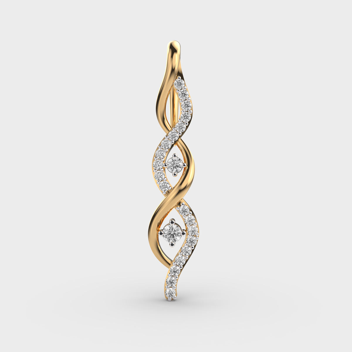 Lunacurve Twist Diamond-Encrusted Pendant (Without Chain)