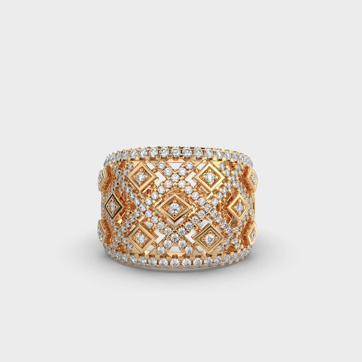 Sparkling Mesh Diamond Cocktail Ring