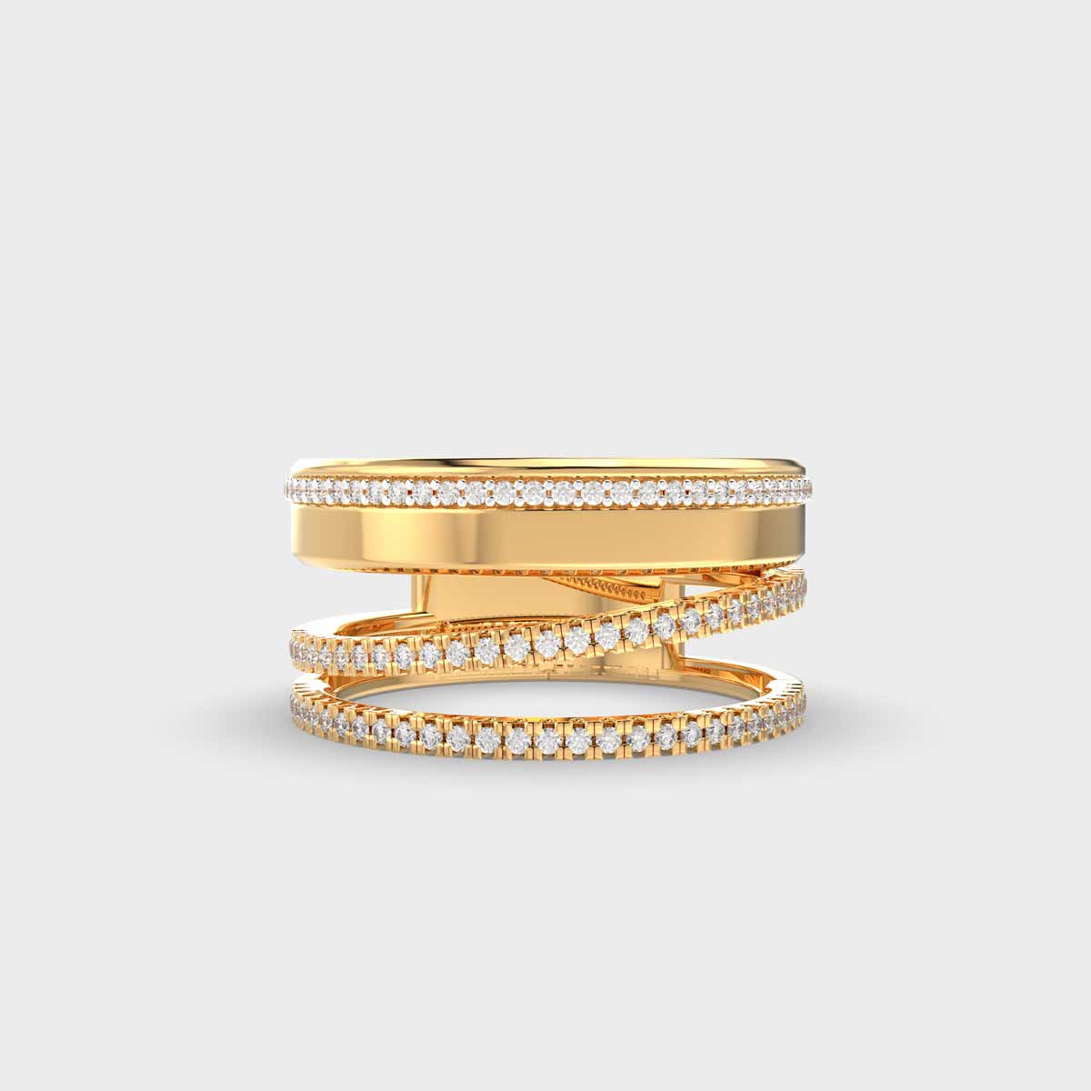 Three Steps Layered Diamond Statement Ring