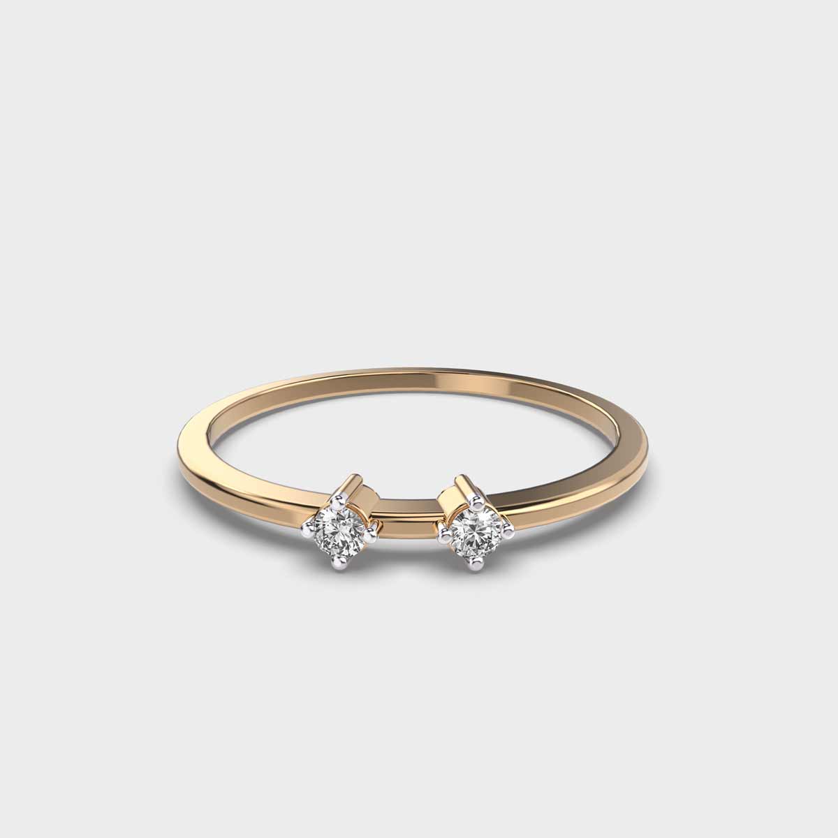 Duo Diamonds Stackable Ring For Women