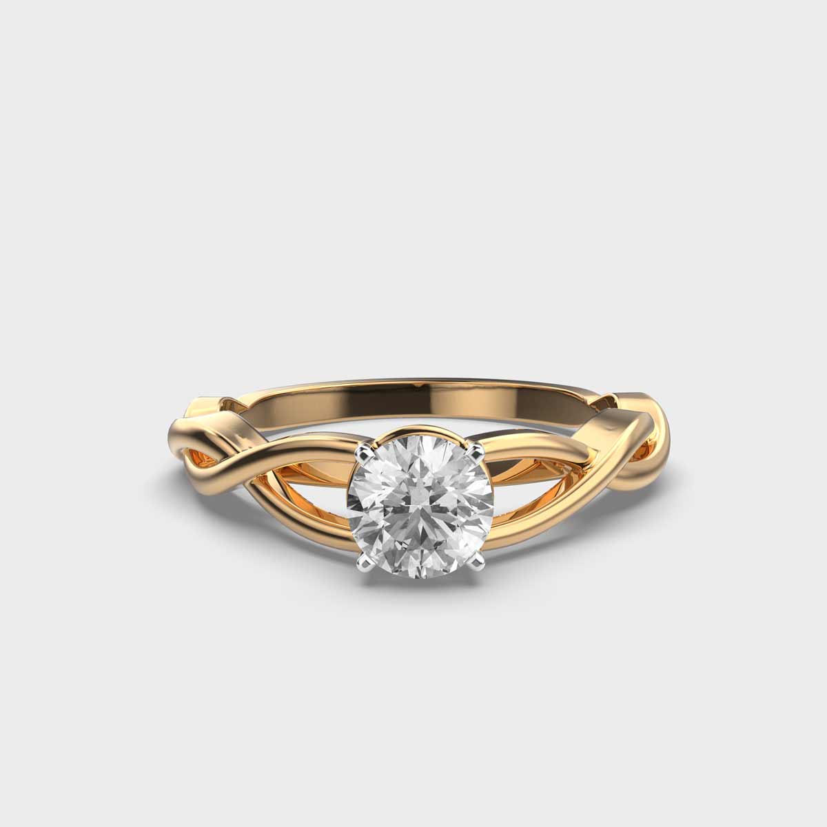 Twisted Vine Solitaire Diamond Band Ring