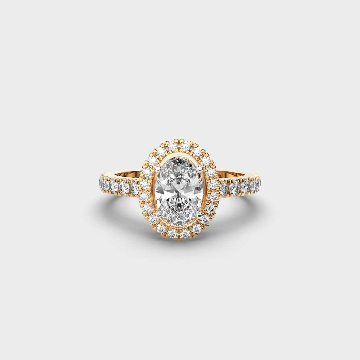 Heavens Princess Oval Solitaire Halo Ring