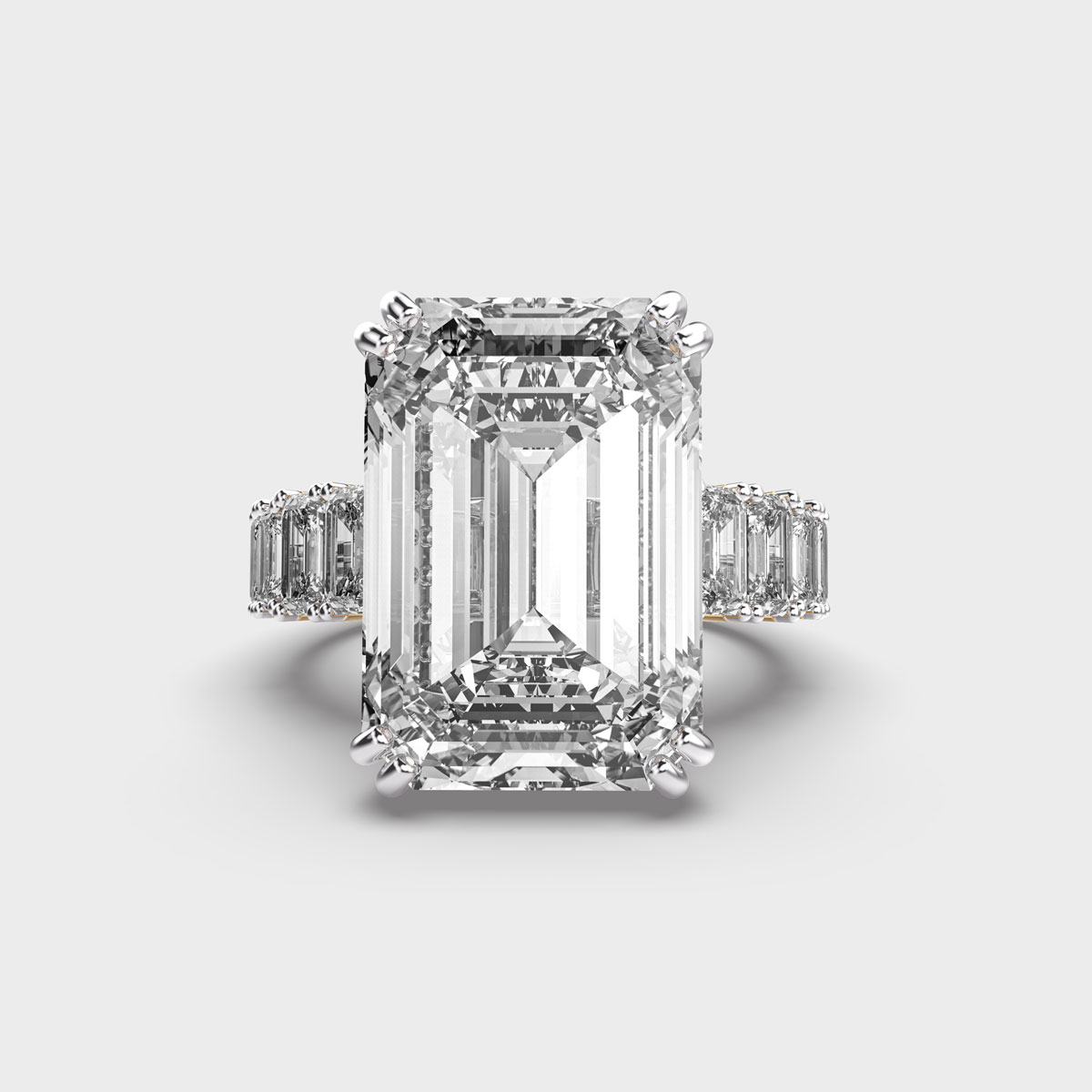 Midnight Illusion Emerald Solitaire Diamond Ring