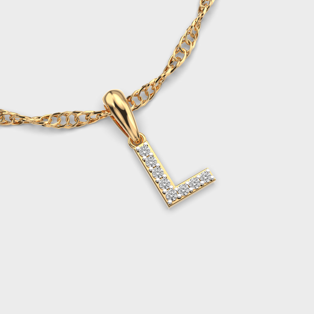 Lovely L Diamond Pendant (Without Chain)