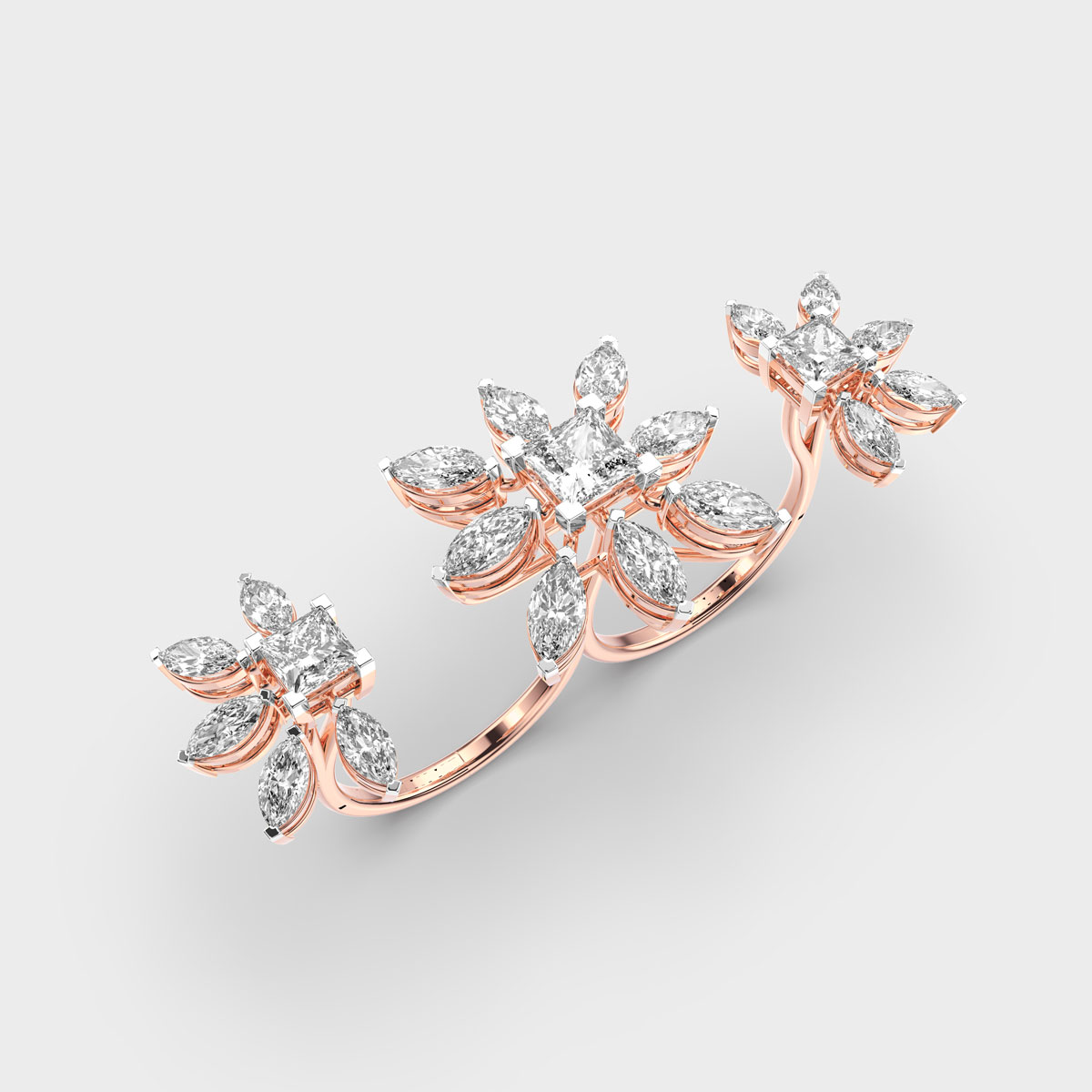 Floral Trio Cocktail Diamond Ring
