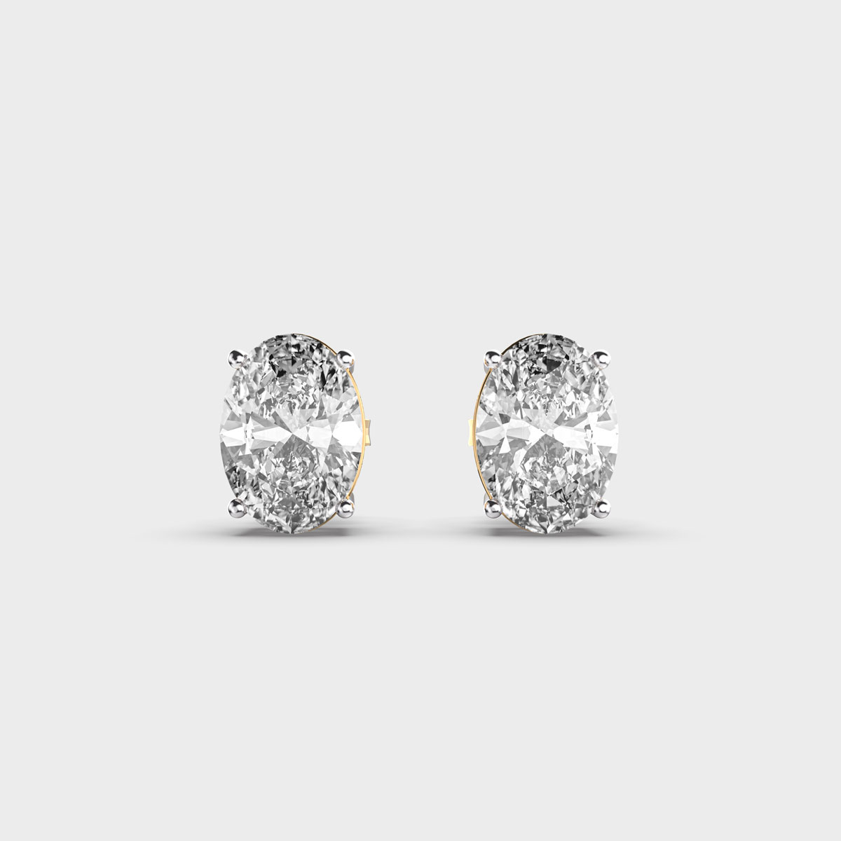 Classic Oval Diamond Ear Studs