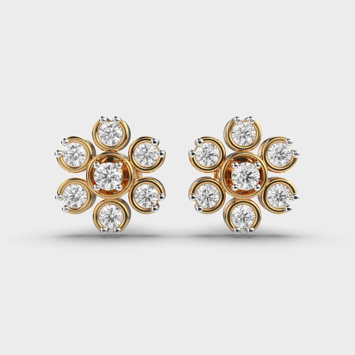 Fabulous Flower Diamond Stud Earrings