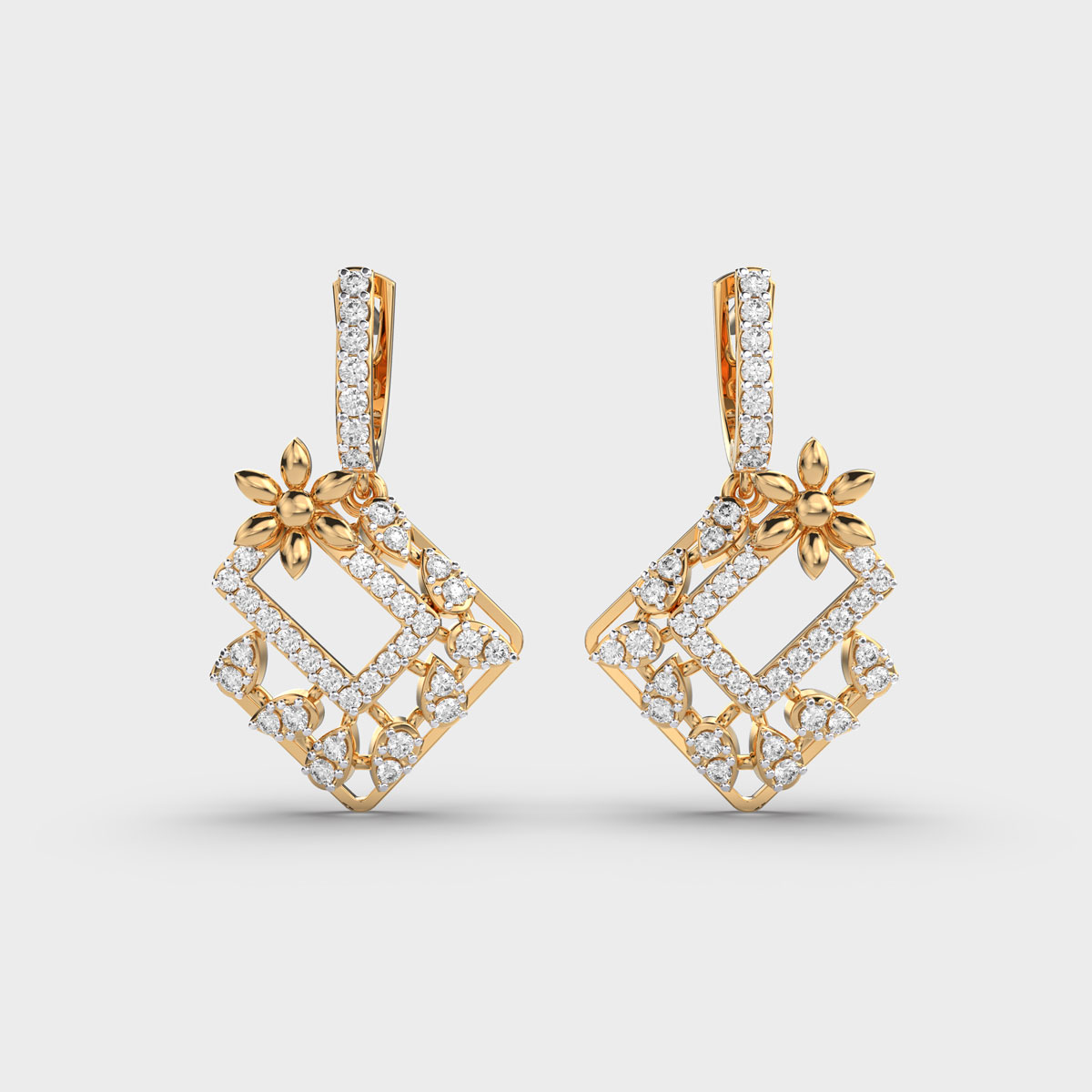 Multisquare Flora Bloom Diamond Earrings