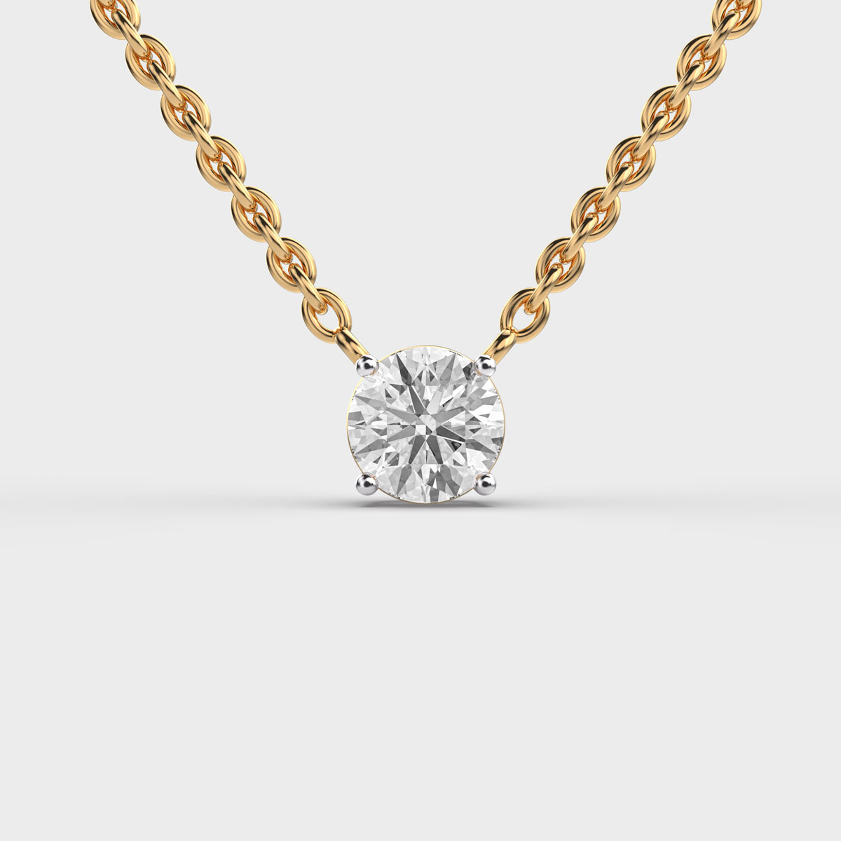 Serene Aeterna Round Diamond Solitaire Link Pendant (With Chain)