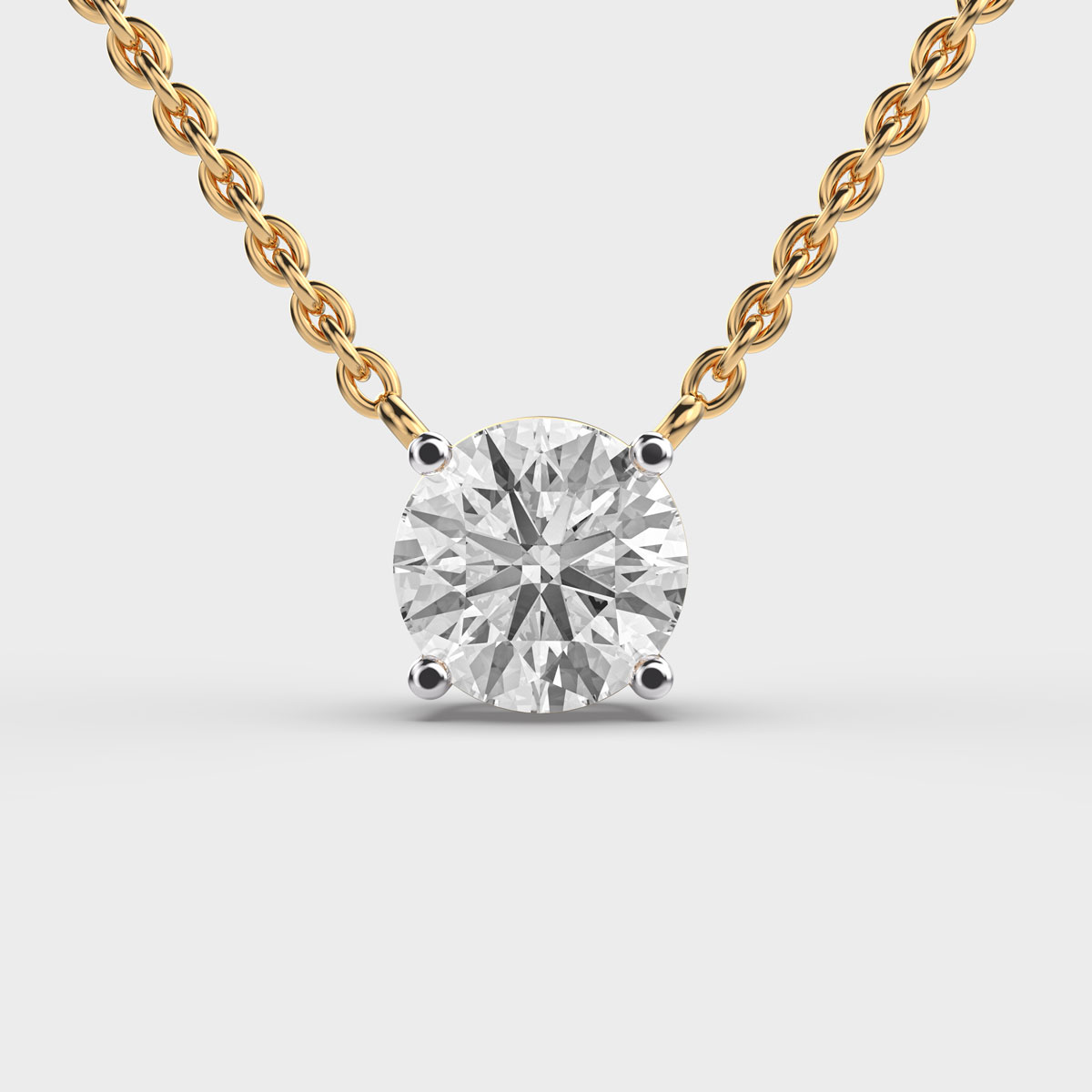 Circum Cira Round Cut Diamond Solitaire Link Pendant (With Chain)