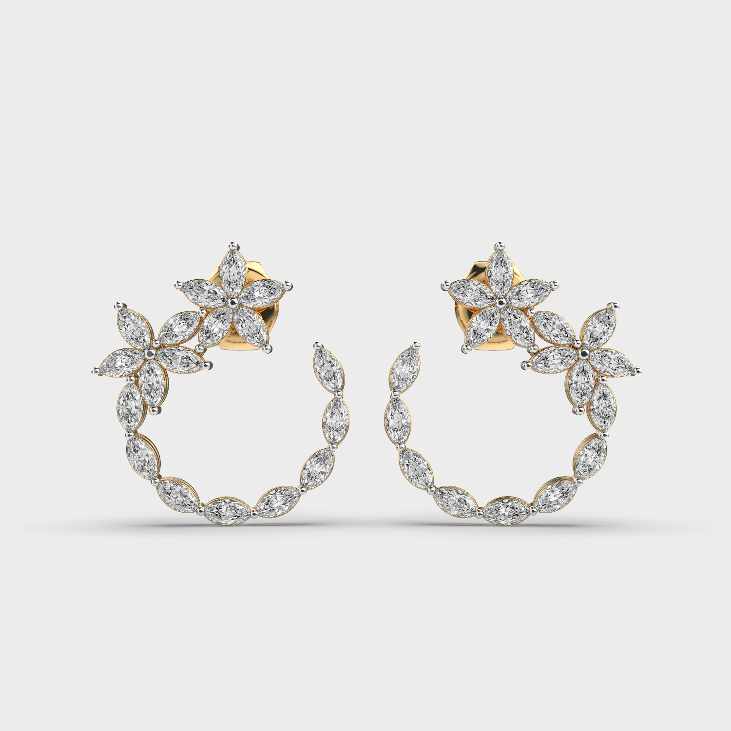 Dainty Blossoms Diamond Hoop Earrings