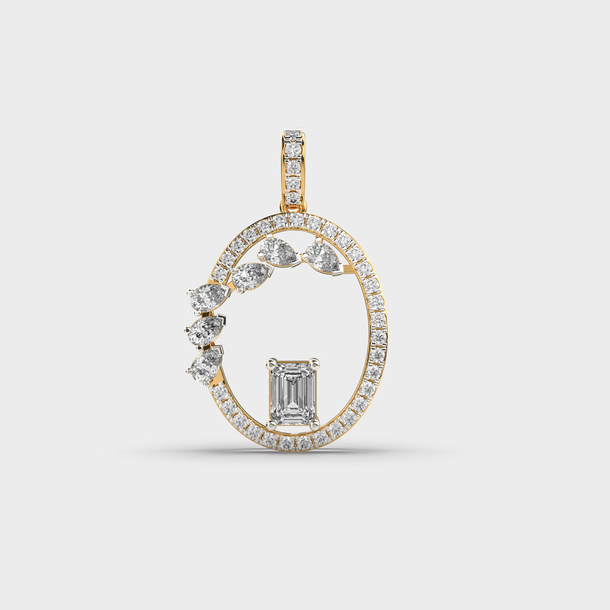 Modern Ovoid Diamond Pendant (Without Chain)