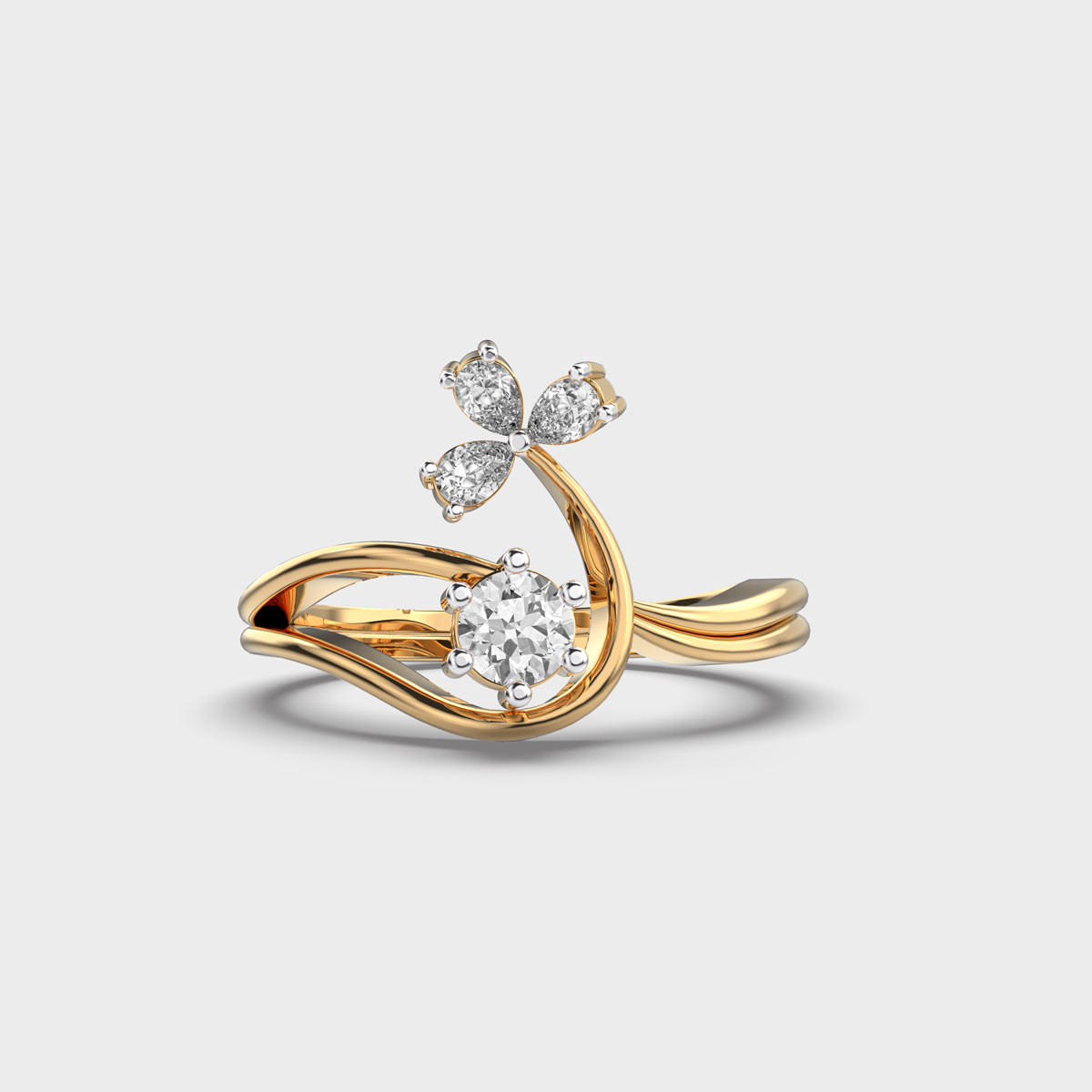Heavenly Half Flower Diamond Ring