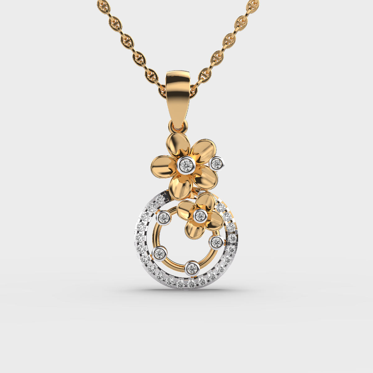 Bloommist Oval Diamond Pendant (Without Chain)