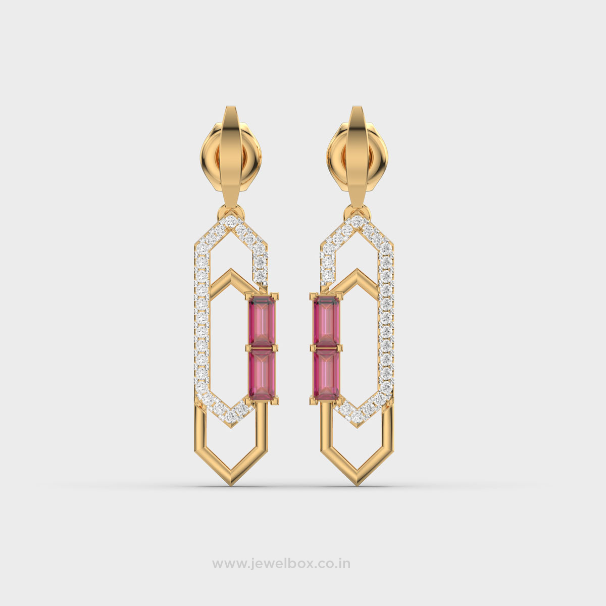 Dazzle Pulse Red Enamel Diamond Earrings