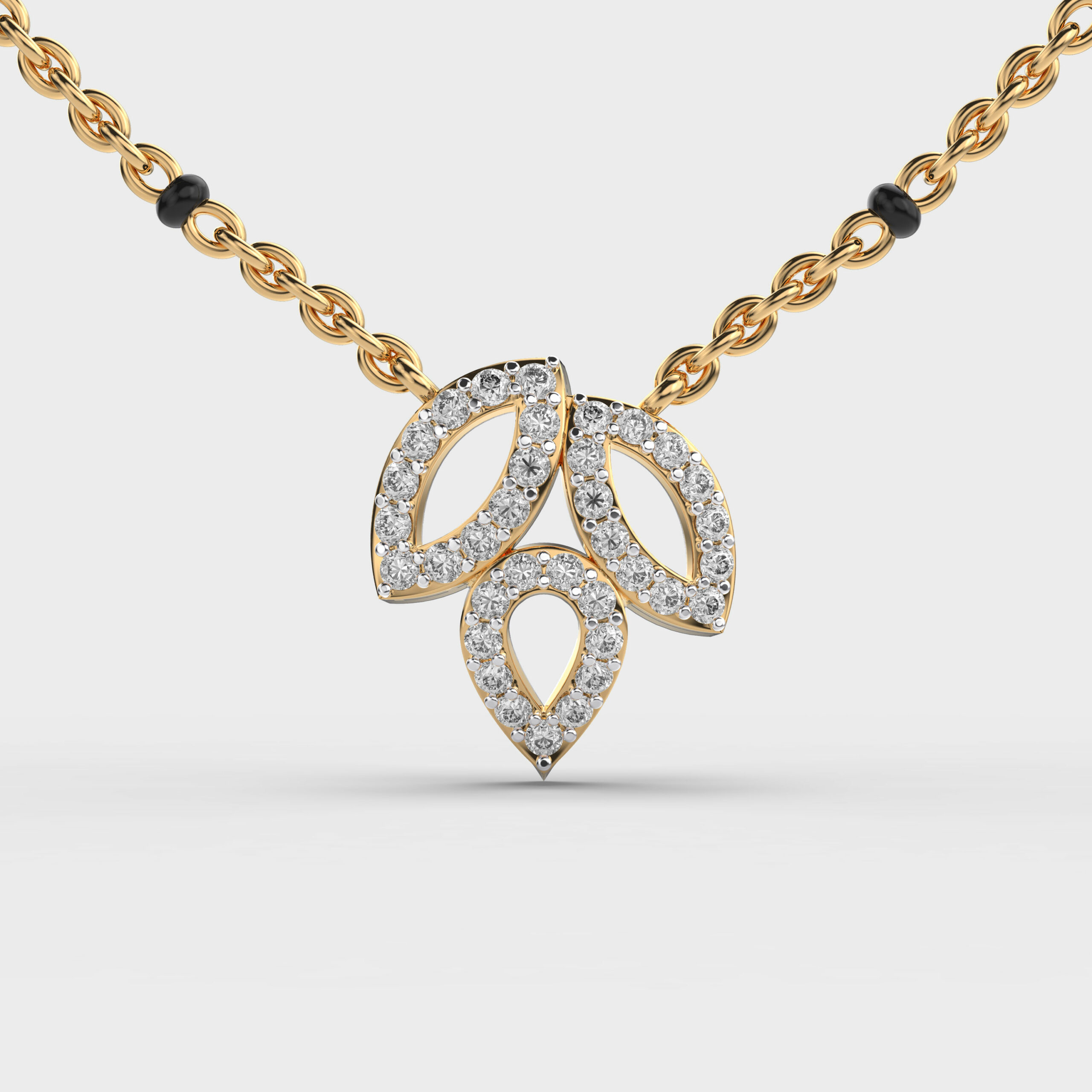 Trio Leaf Diamond Encrusted Pendant Without Chain