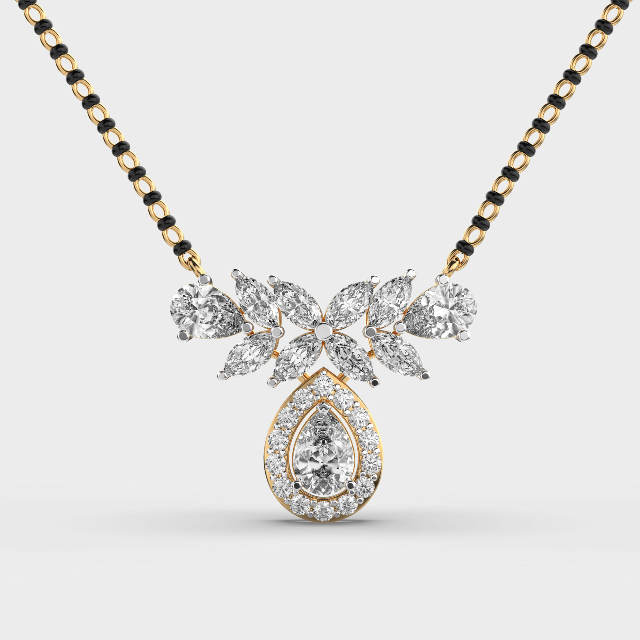 Verdelle Bloom Diamond Encrusted Mangalsutra (With Chain)