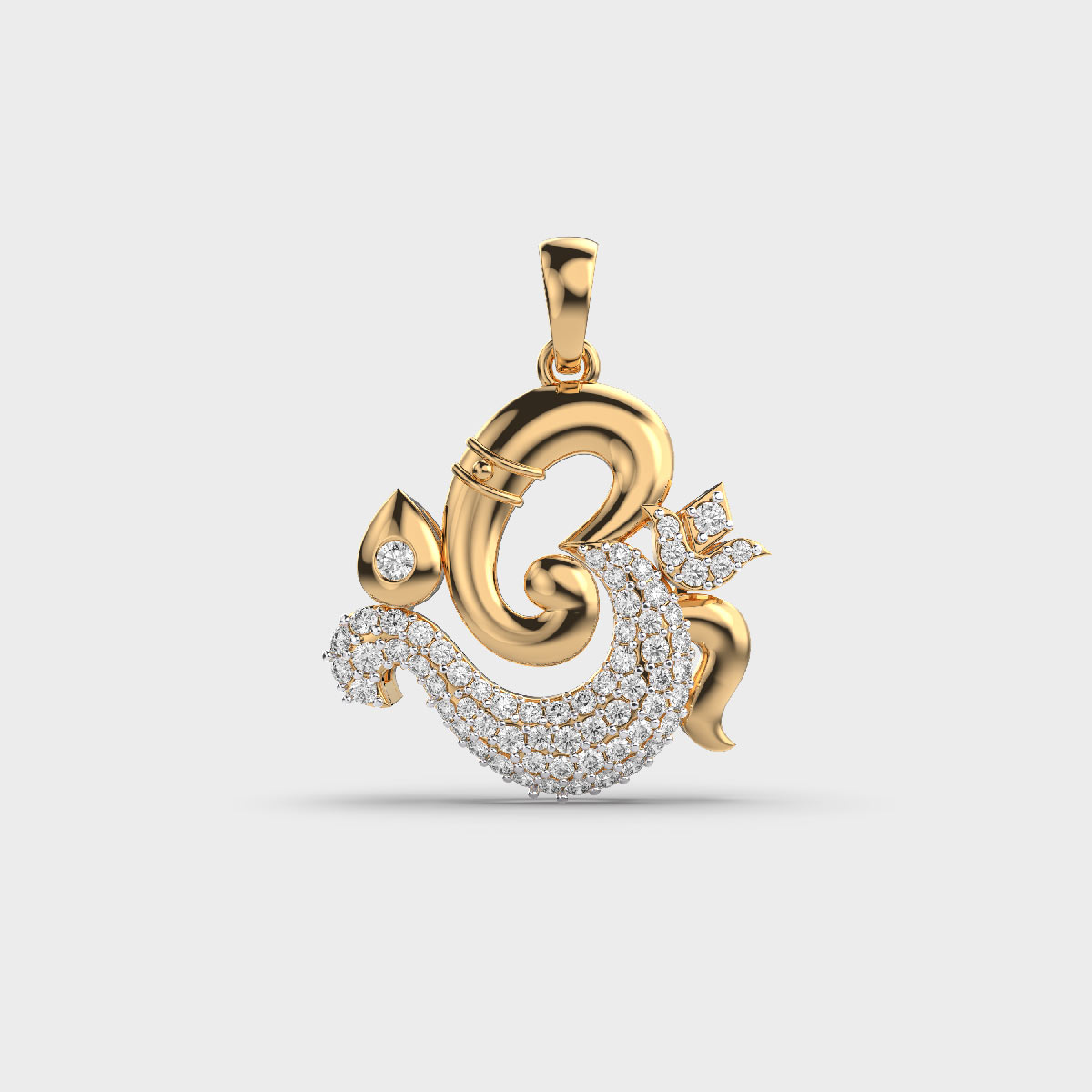 Om Style Ganesha Diamond Pendant (without Chain)