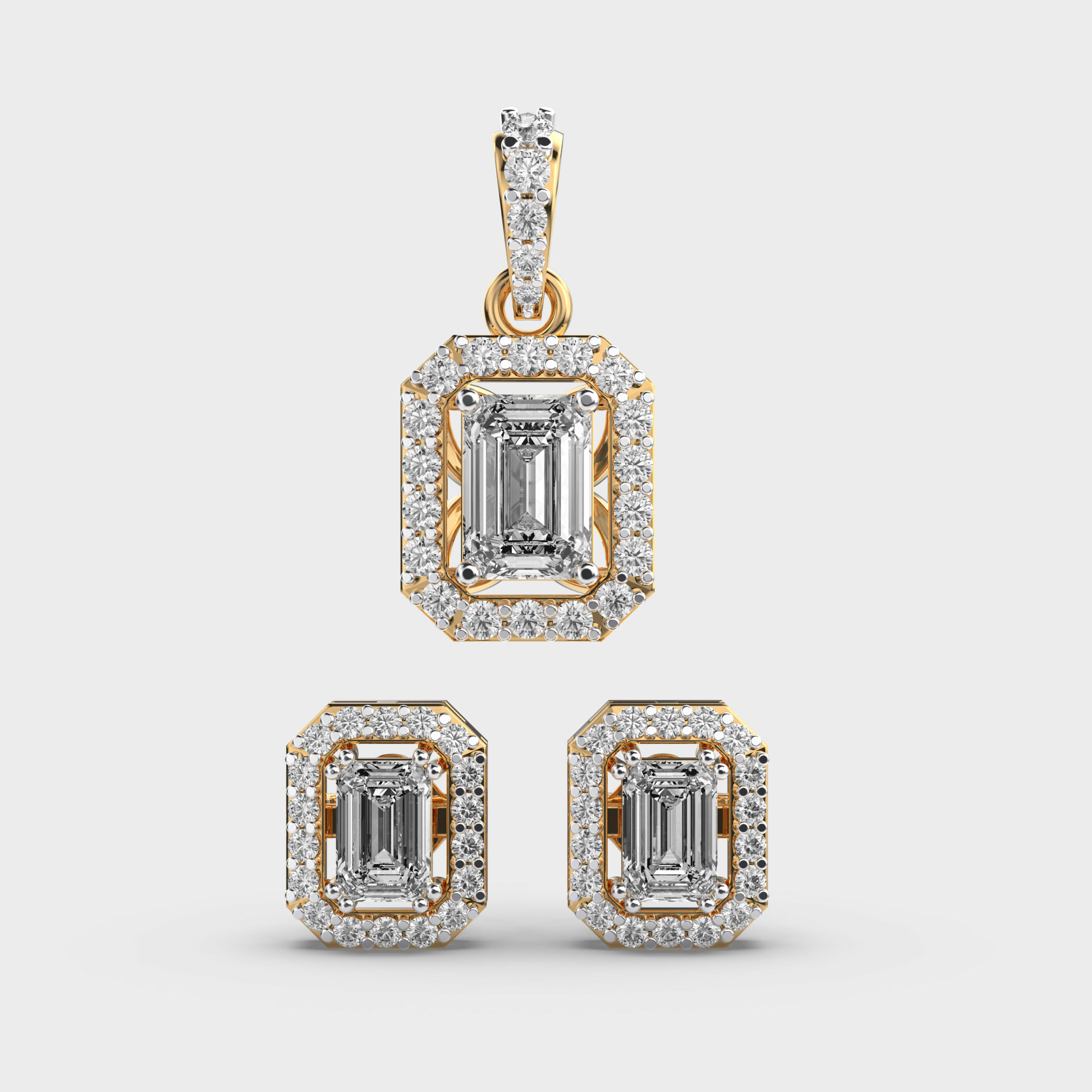Classique Emerald Diamond Pendant & Earring Set