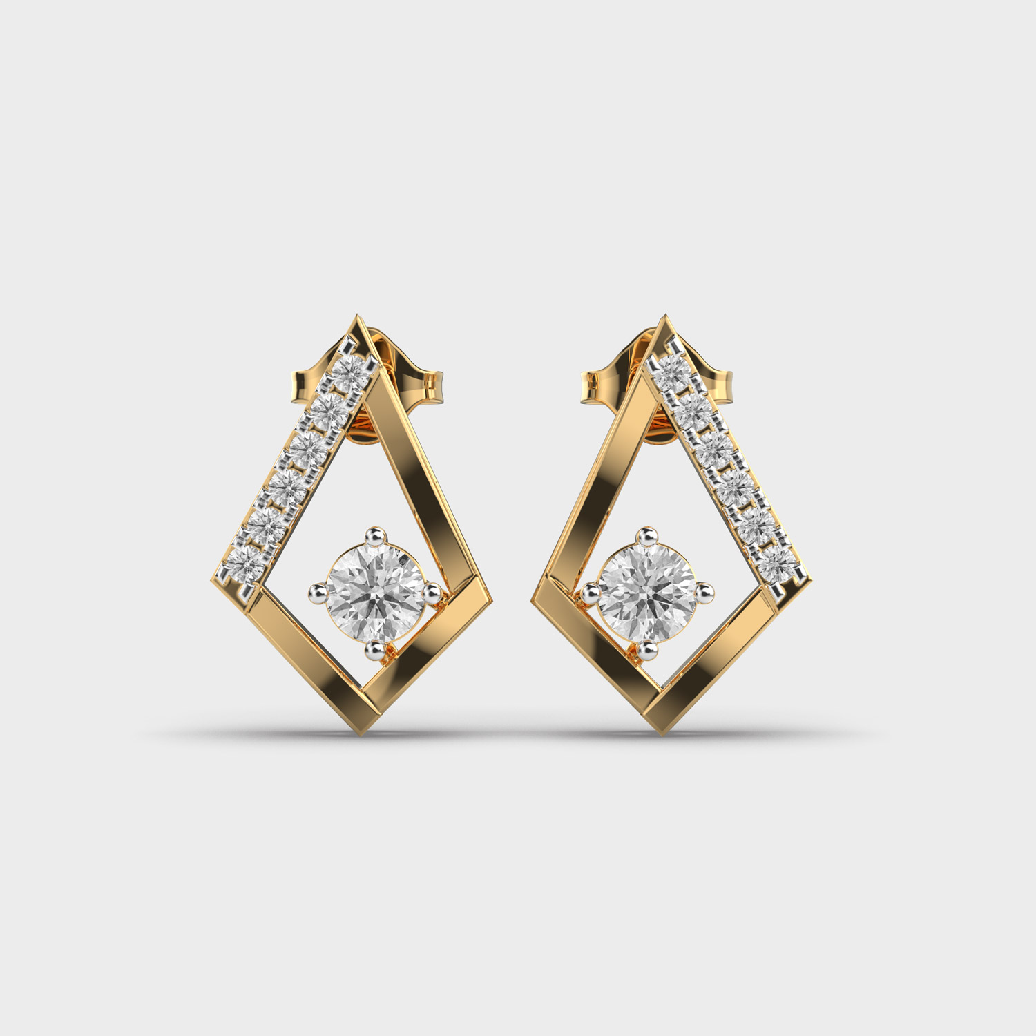 Oblique Jazz Rhombus Diamond Stud