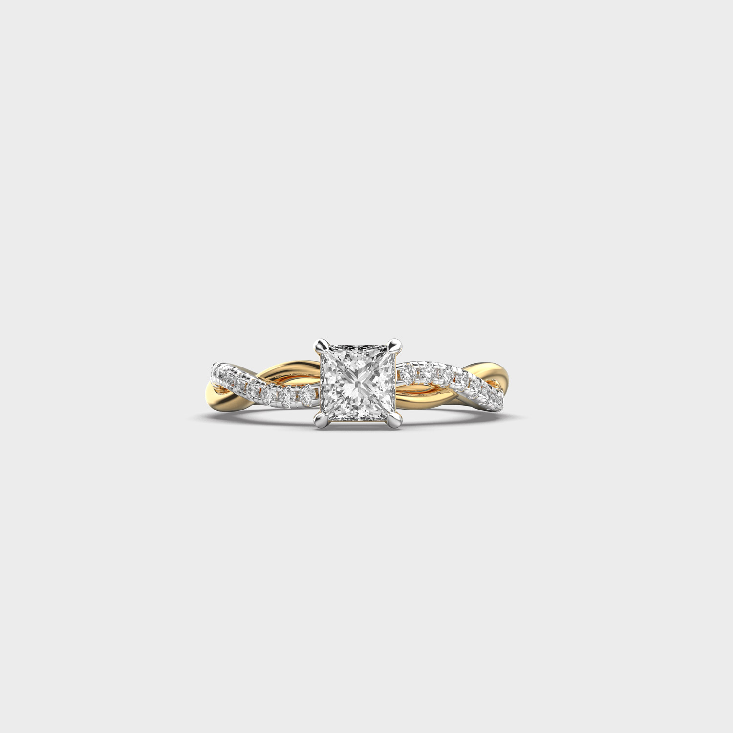 Twist Sparkly Princess Cut Diamond Ring