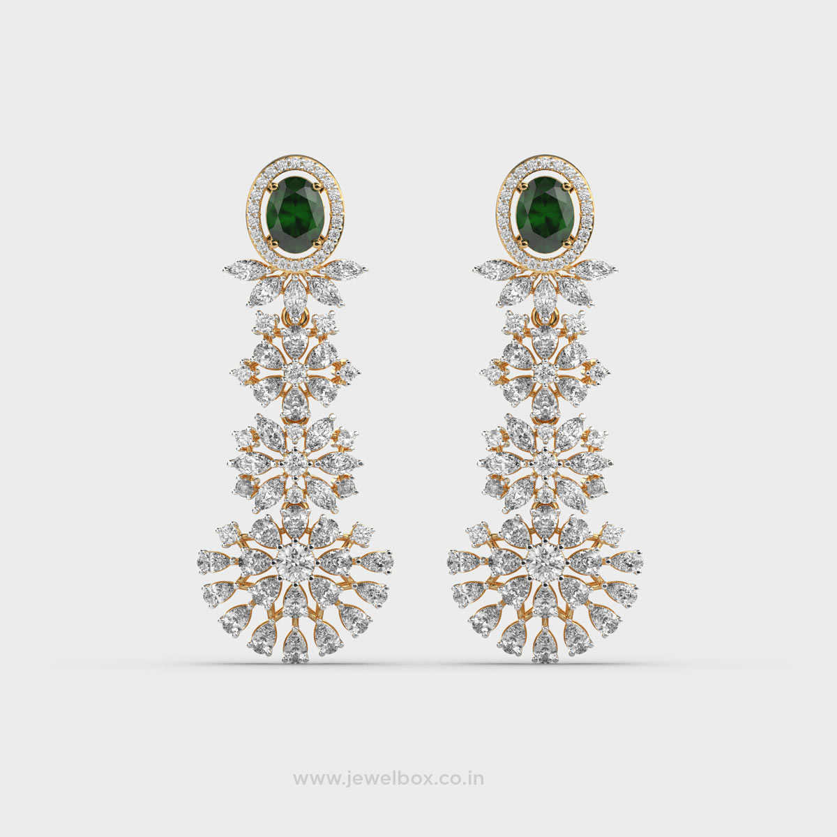 Anum Cara Green Stone Diamond Earrings