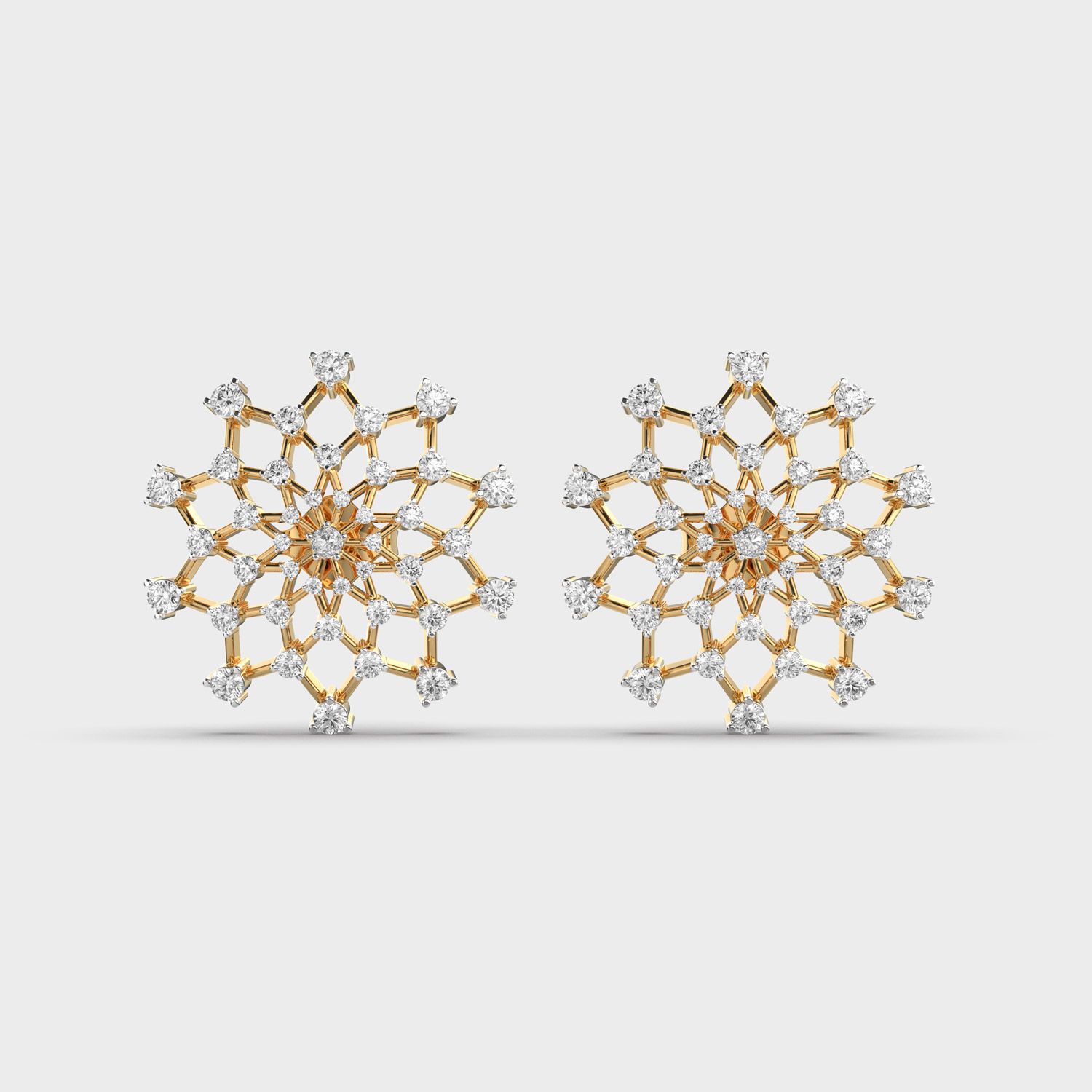 Splendid Sun Design Diamond Ear Studs