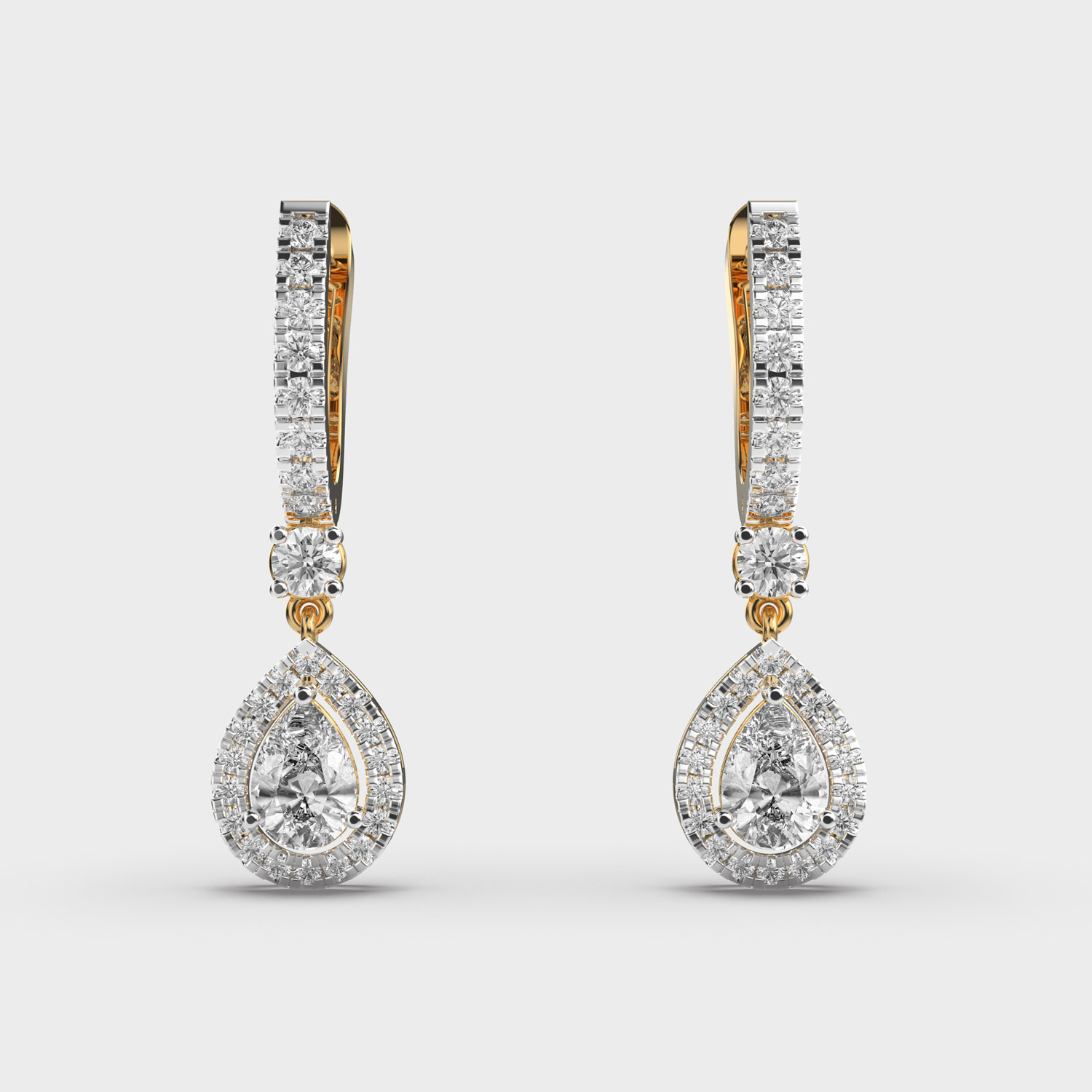 Dangling Pear Drops Diamond Earrings