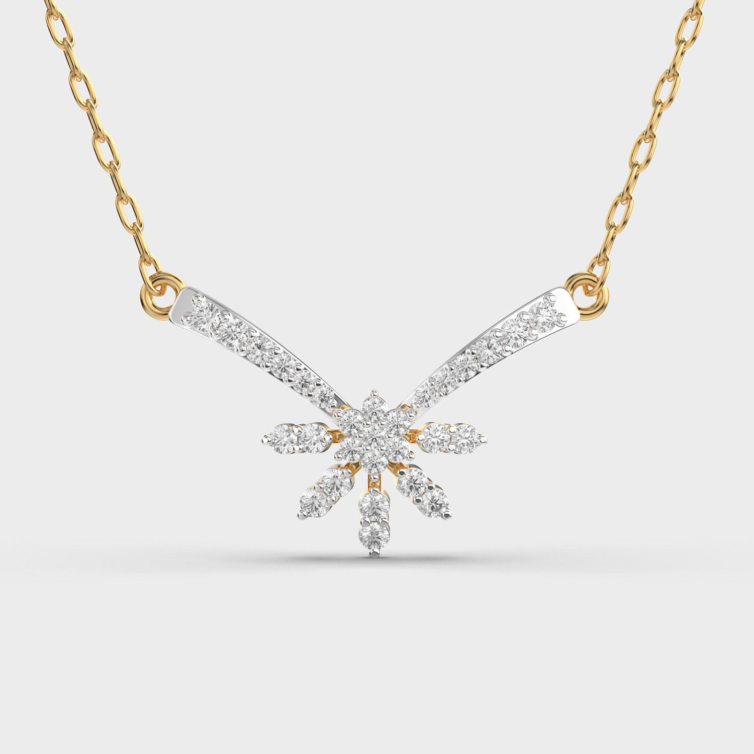 Simple Snowflake Diamond Pendant (With Chain)