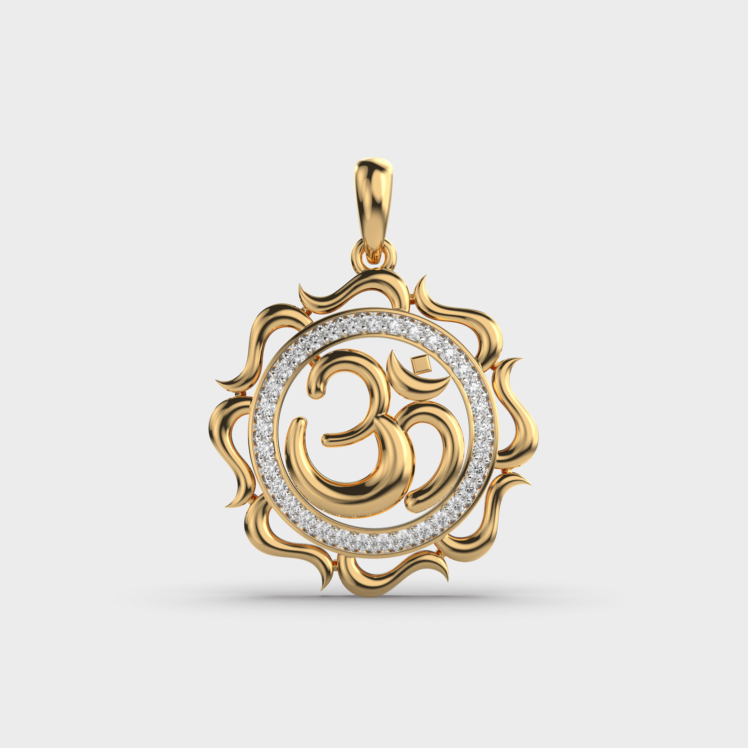 Circular Om Diamond Pendant (Without Chain)
