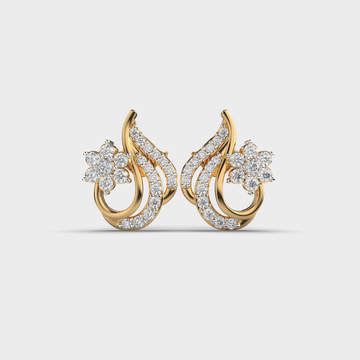 Kalga Floral Design Diamond Earrings